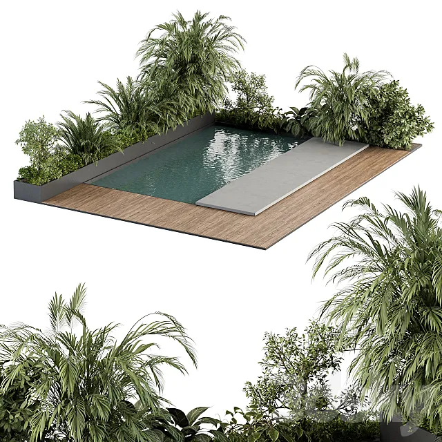 Backyard and Landscape Furniture with Pool 04 3DModel