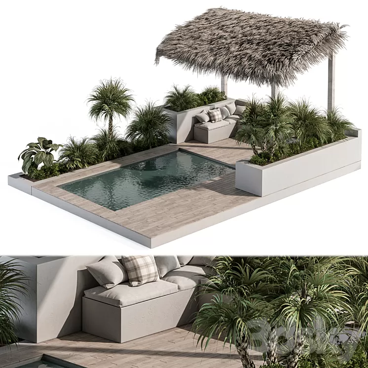 Backyard and Landscape Furniture with Pool 05 3D Model Backyard and Landscape Furniture with Pool 05 3D Model