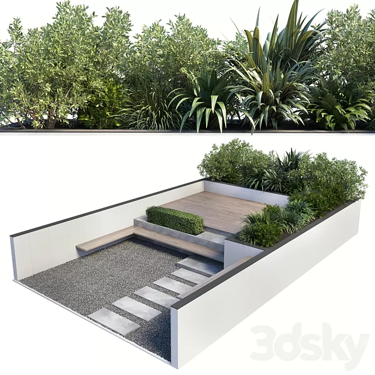 Backyard – Urban Environment_Urban Furniture_Green Benches 19 3D Model Backyard – Urban Environment_Urban Furniture_Green Benches 19 3D Model