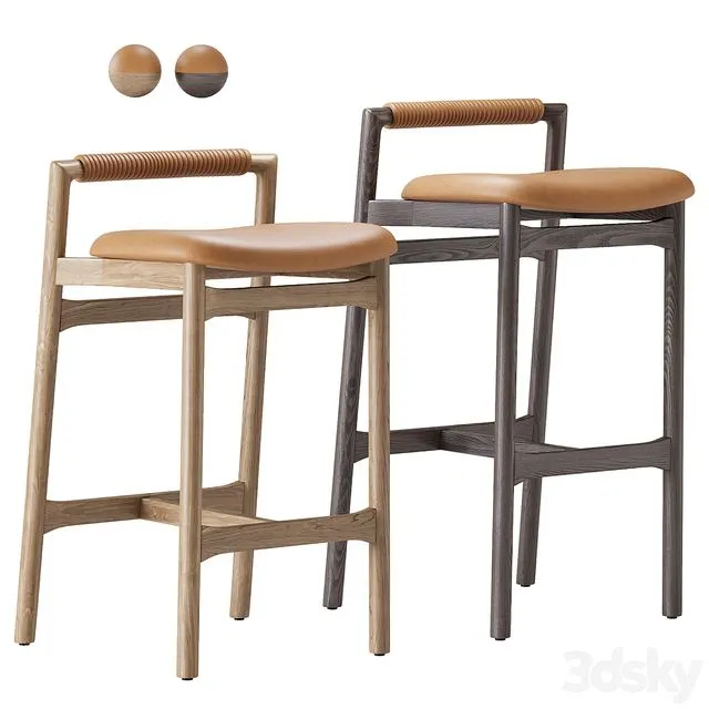 Baden Barstool by Four Hands 3D Model Baden Barstool by Four Hands 3D Model