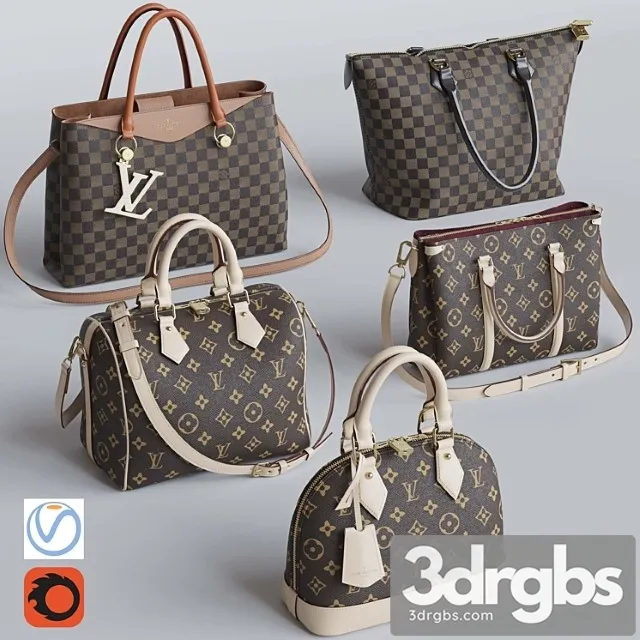 Bag Set 3 Louis Vuitton 3D Model Download