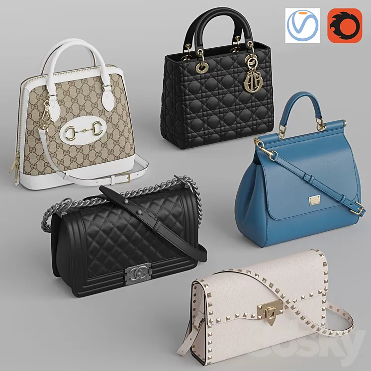Bag set 4 3D Model Free Download