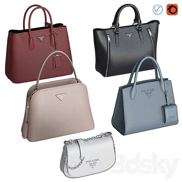 Bag set 9. Prada collection 2 3DModel Bag set 9. Prada collection 2 3DModel