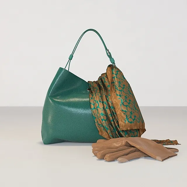 Bag with a scarf and gloves. 3DModel Bag with a scarf and gloves. 3DModel