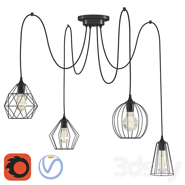 Bagira Chandelier 4 lights 3D Model Bagira Chandelier 4 lights 3D Model