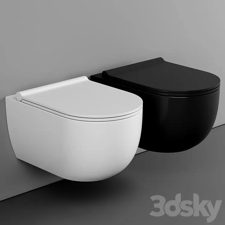 BagnoDesign Koy Matt Black Rimless Wall Hung Toilet with Soft Close Seat 3D Model Free Download BagnoDesign Koy Matt Black Rimless Wall Hung Toilet with Soft Close Seat 3D Model Free Download