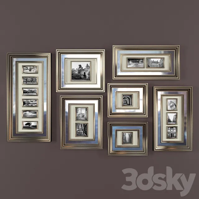 Baguettes Mirrored Collage Frame Gallery 3DModel Baguettes Mirrored Collage Frame Gallery 3DModel