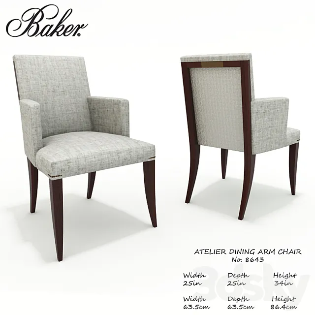 Baker Atelier dining arm chair No.8643 3DModel