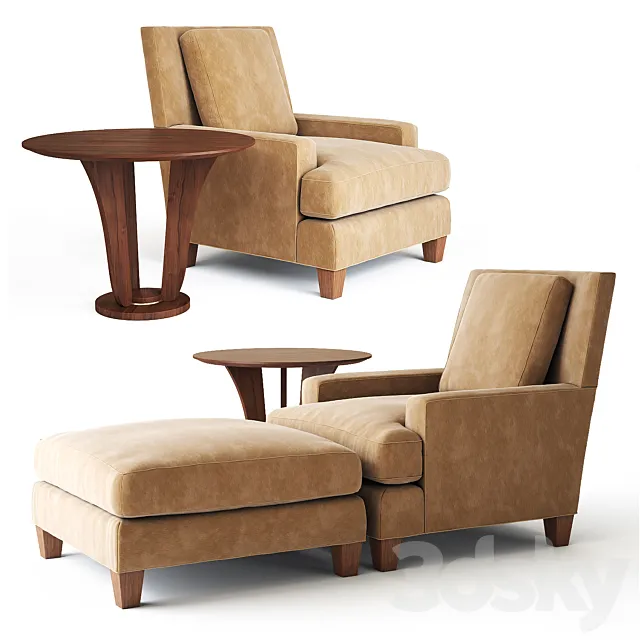 Baker Barbara Barry Chair and Table 3D Model