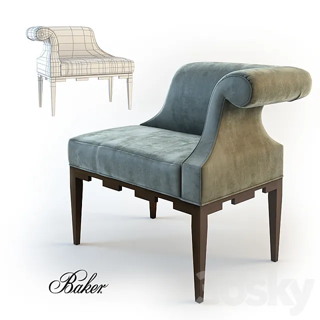 Baker Castle Corner Chair – 6333R 3D Model Baker Castle Corner Chair – 6333R 3D Model