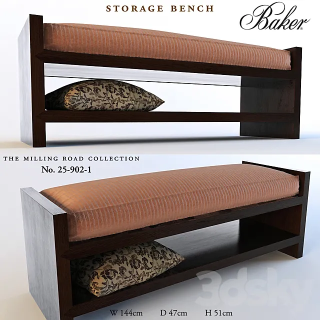 Baker Storage bench 3D Model Baker Storage bench 3D Model