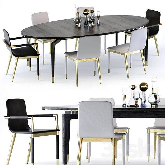 Baker Vendome Table and Folio Chair 3D Model