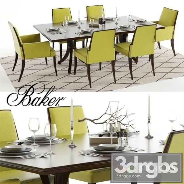 Baker Vienna Table and Abrazo Chairs 3D Model Download Baker Vienna Table and Abrazo Chairs 3D Model Download