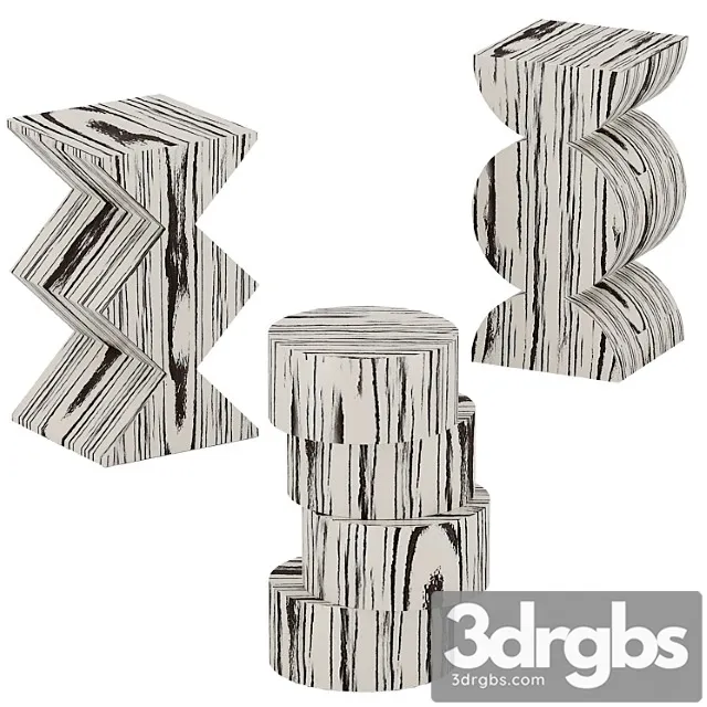 Baker Wood Table Set 3D Model Download