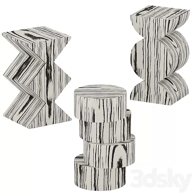 Baker wood table set 3D Model Baker wood table set 3D Model