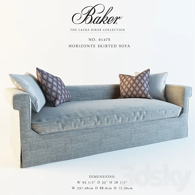 Baker_ No. 6147S_Horizonte Skirted Sofa 3D Model