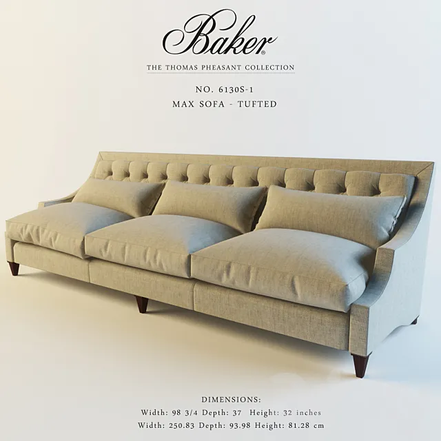 Baker_6130S-1_MAX SOFA – TUFTED 3DModel