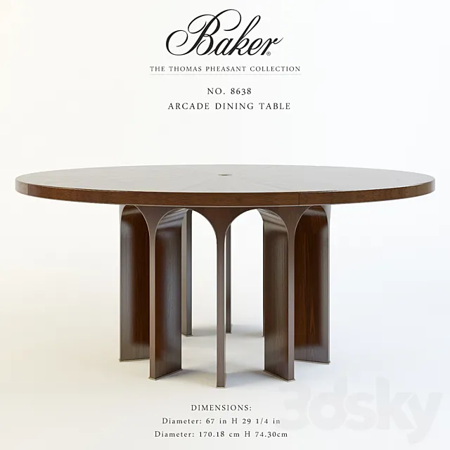Baker_Arcade Dining Table_No. 8638 3D Model