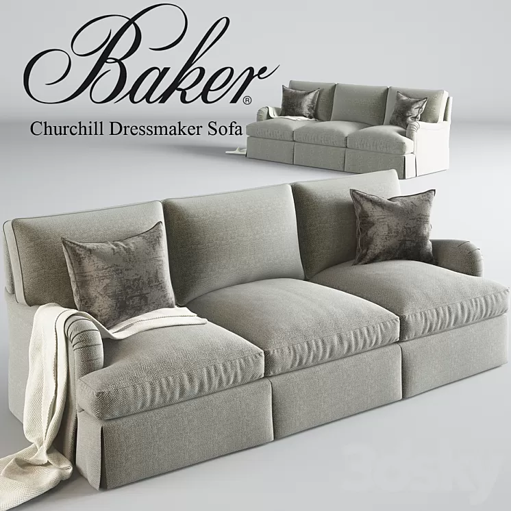 Baker_Churchill Dressmaker Sofa No. 6122S 3D Model