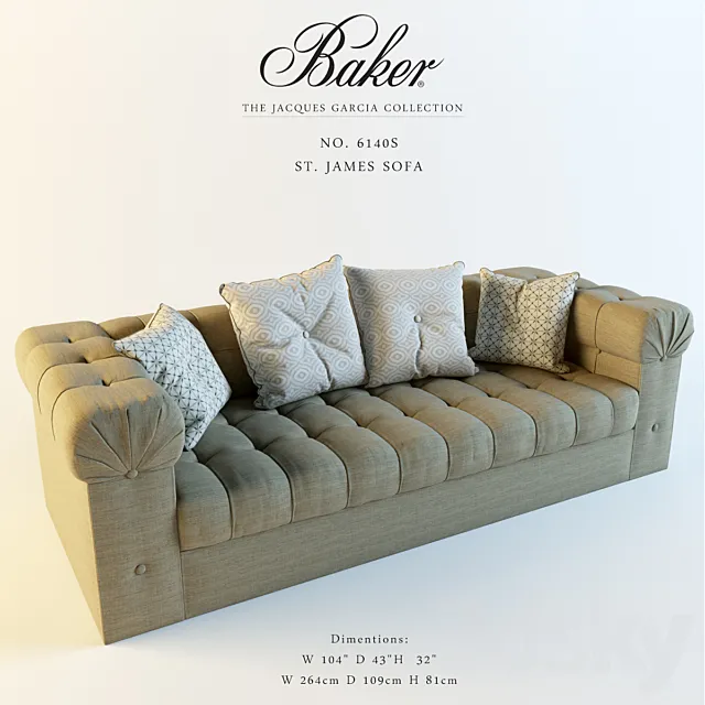 Baker_No. 6140S_ST. JAMES SOFA 3D Model