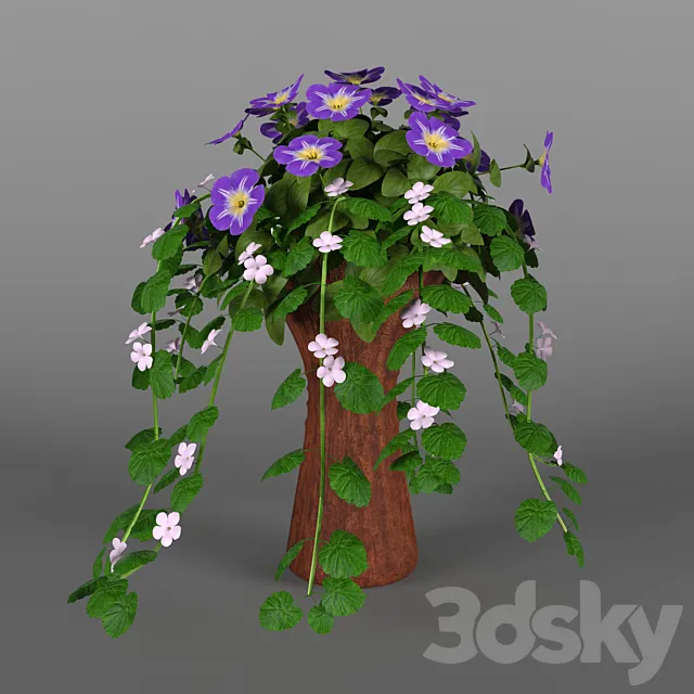 Bakop with petunia 3D Model Bakop with petunia 3D Model