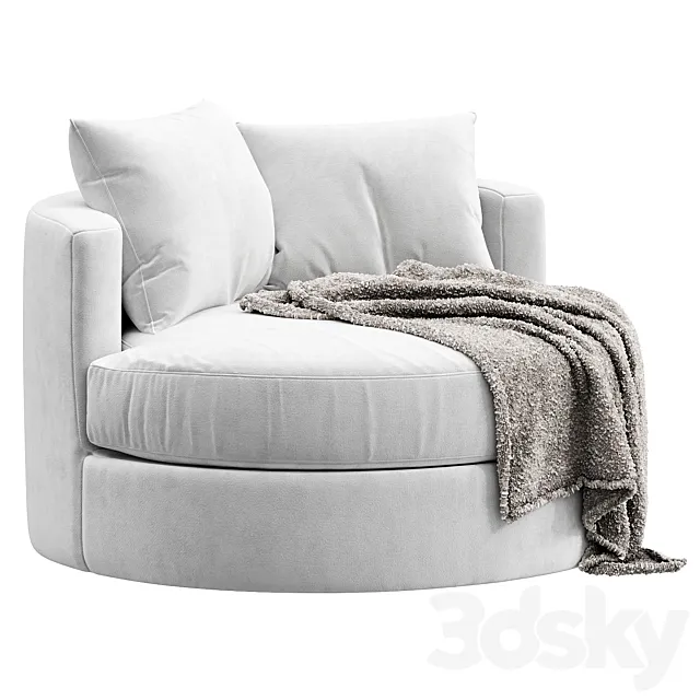 Balboa Upholstered Swivel Armchair 3D Model