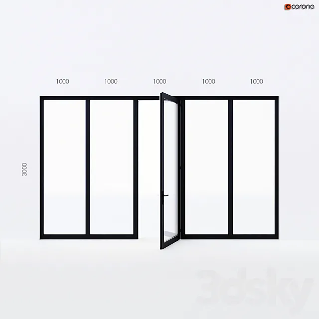 Balcony door Alumil 3D Model