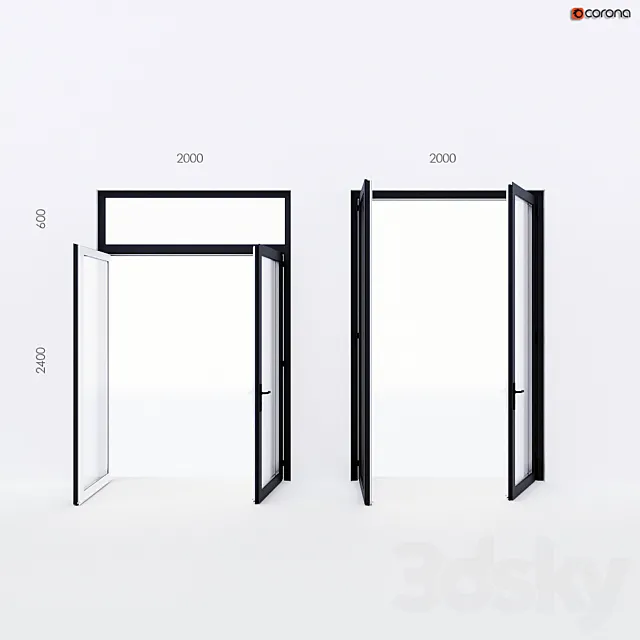 Balcony door Alumil 3D Model