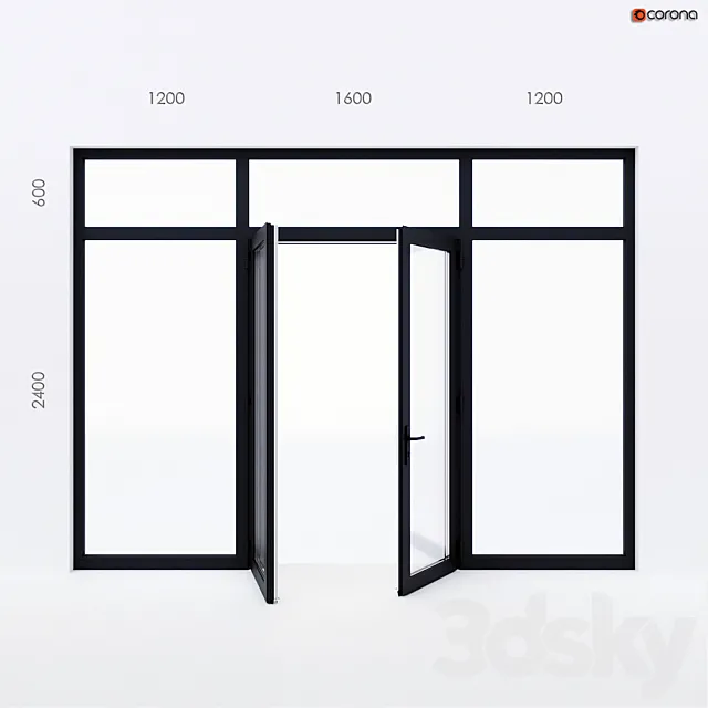 Balcony door Alumil 3D Model