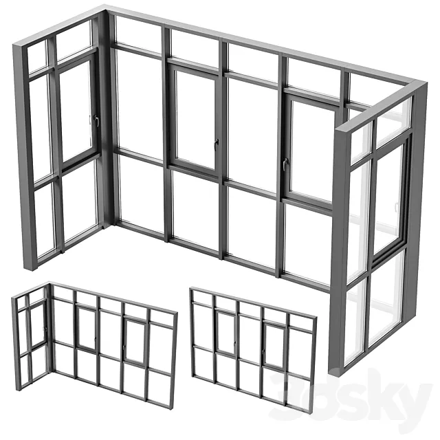 Balcony panoramic glazing 3D Model