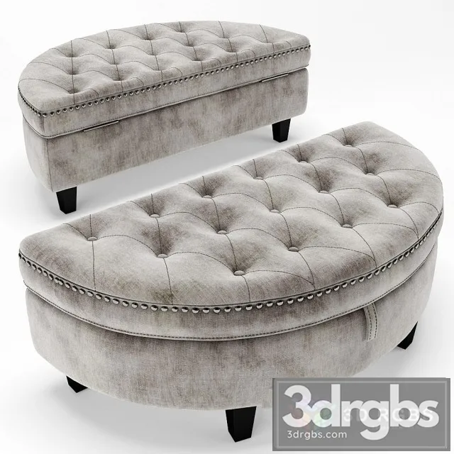 Baldy Tufted Storage Ottoman 3D Model Download