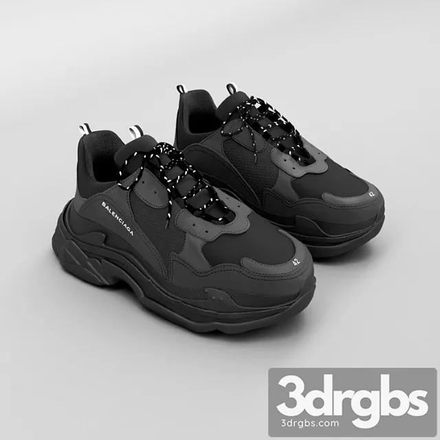 Balenciaga triple s black 3D Model Download
