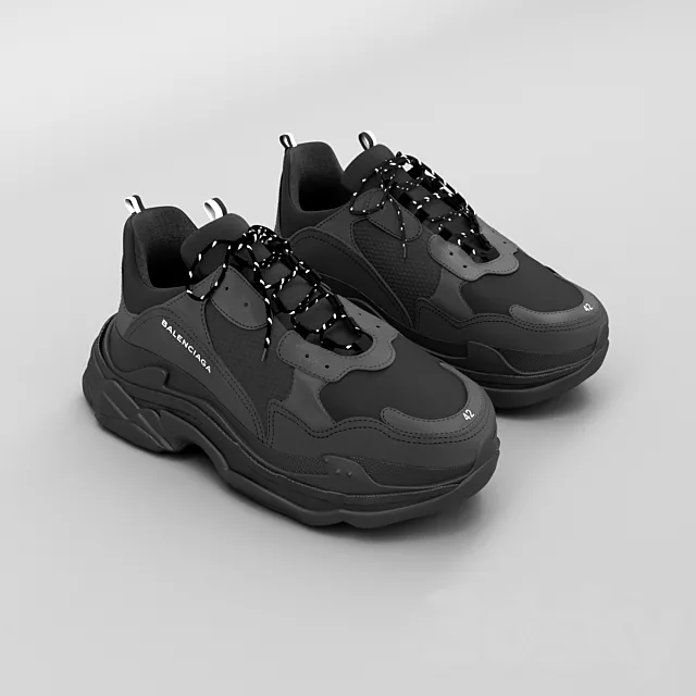 balenciaga triple s black 3DModel