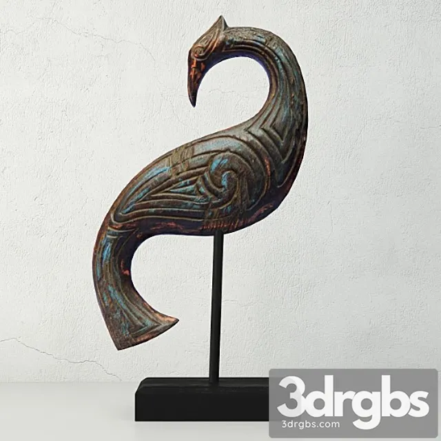 Bali jackfruit wood bird on stand 3D Model Download