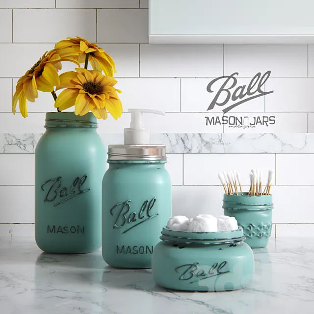 Ball Mason Bath Set 3DModel Ball Mason Bath Set 3DModel