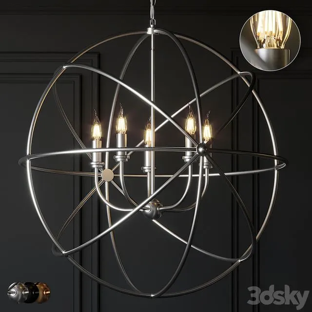 Ballard Design Beau Orb Chandelier Antique Silver Bronze and Champagne 3D Model