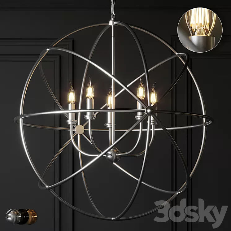 Ballard Design Beau Orb Chandelier Antique Silver Bronze and Champagne 3D Model