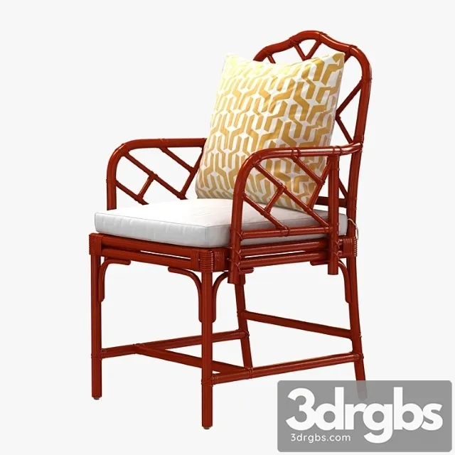 Ballard macau arm chair in deep coral 2 3D Model Download