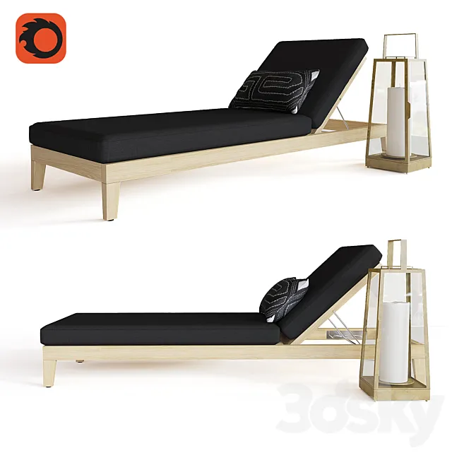 BALMAIN TEAK CHAISE 3D Model BALMAIN TEAK CHAISE 3D Model