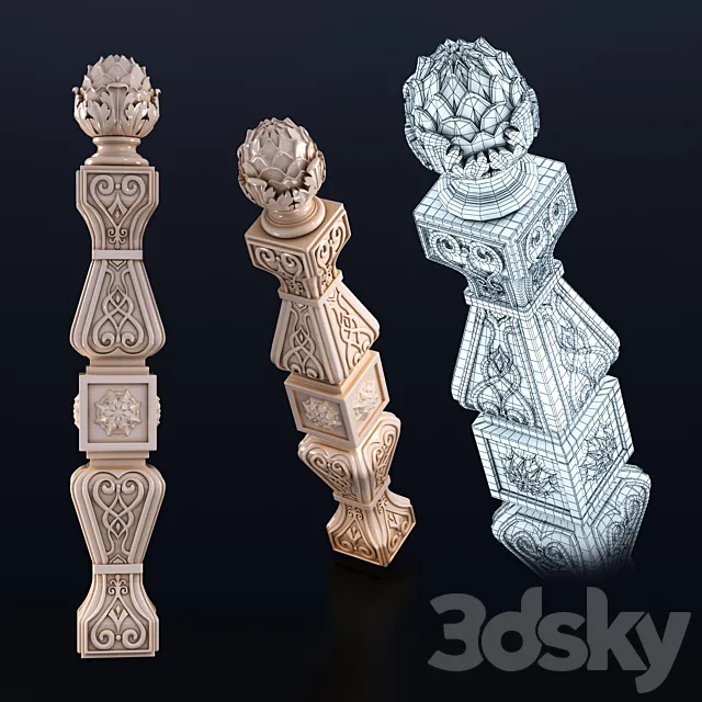Baluster pine cones 3D Model