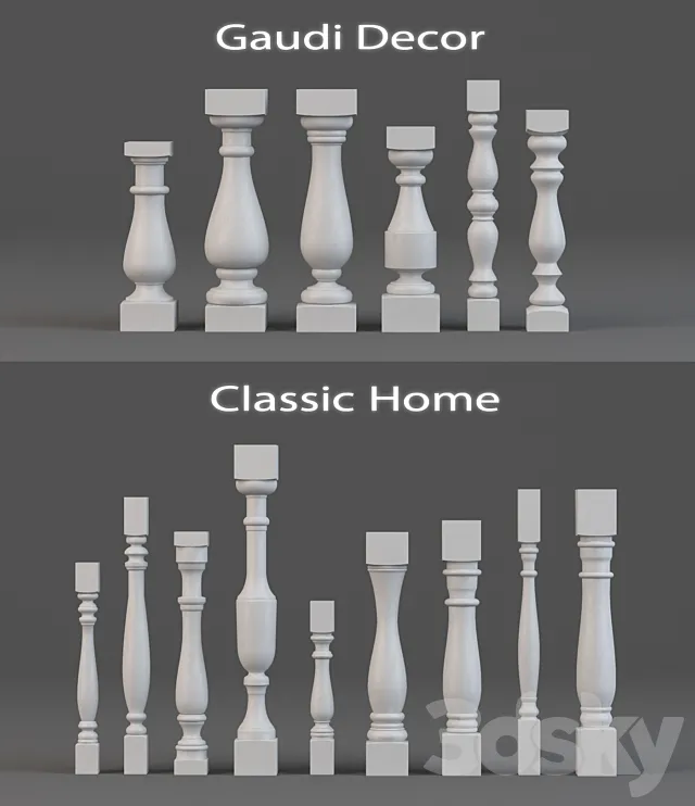 Balusters Classic Home and Gaudi Decor 3DModel