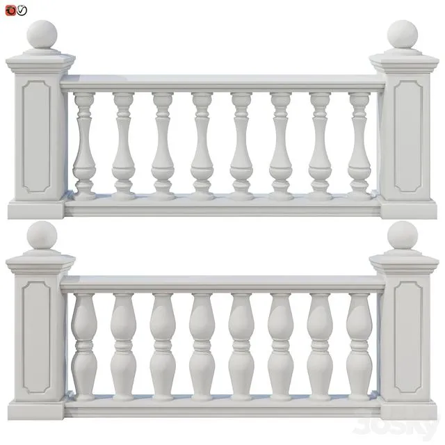 Balustrade classic set 4 3D Model Balustrade classic set 4 3D Model