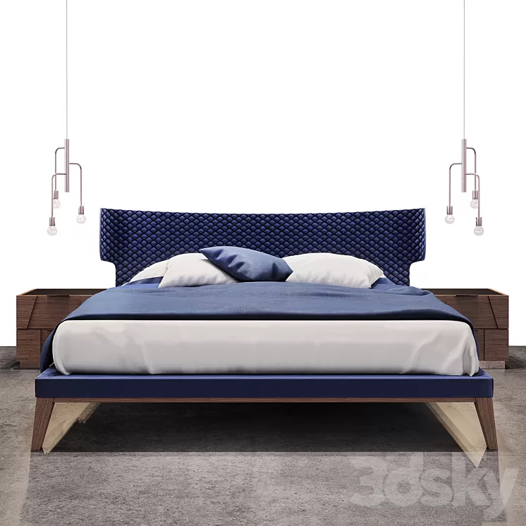 Bamax slash bed and nightstands 3D Model