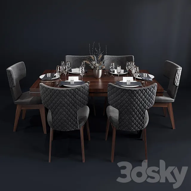 Bamax Slash dining set 3D Model
