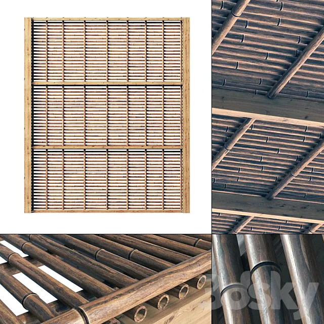 Bamboo branch decor Ceiling n22 _ Decor from bamboo branches number 22 3D Model Bamboo branch decor Ceiling n22 _ Decor from bamboo branches number 22 3D Model