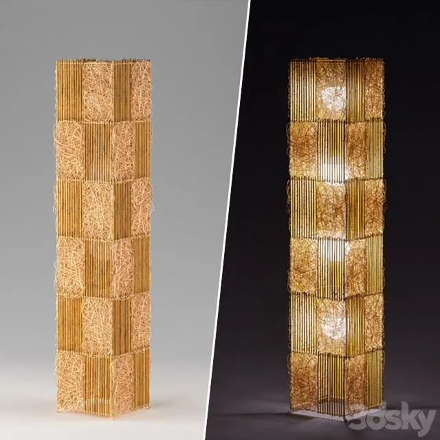 Bamboo rattan floor lamp 3D Model Bamboo rattan floor lamp 3D Model