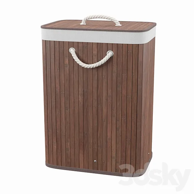 Bamboo Rectangular Laundry Hamper 3D Model Bamboo Rectangular Laundry Hamper 3D Model