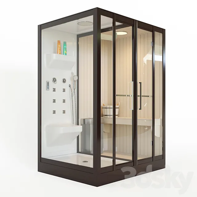 Banff S-45R shower cabin with sauna 3D Model Banff S-45R shower cabin with sauna 3D Model