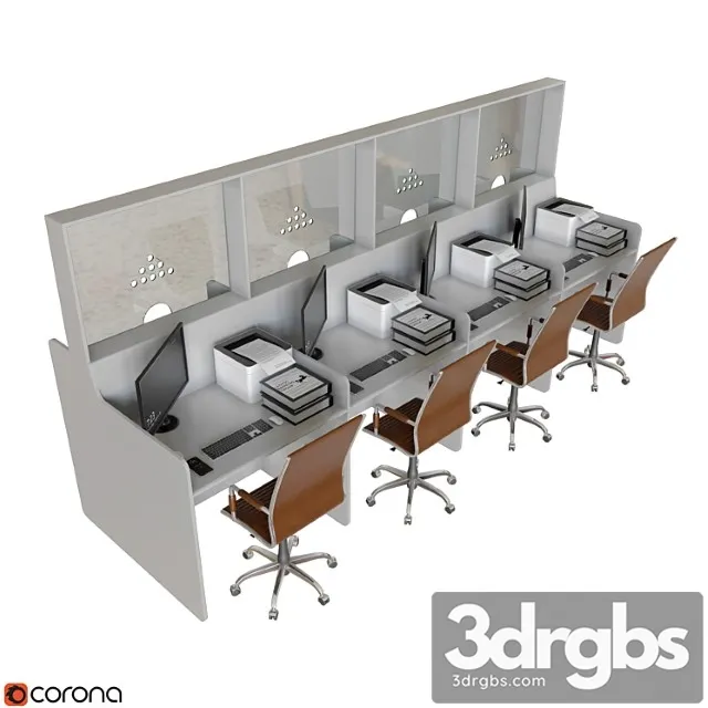 Bank Counter 02 3D Model Download