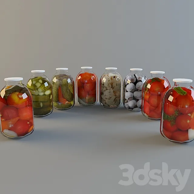 Banks with pickles 3D Model Banks with pickles 3D Model
